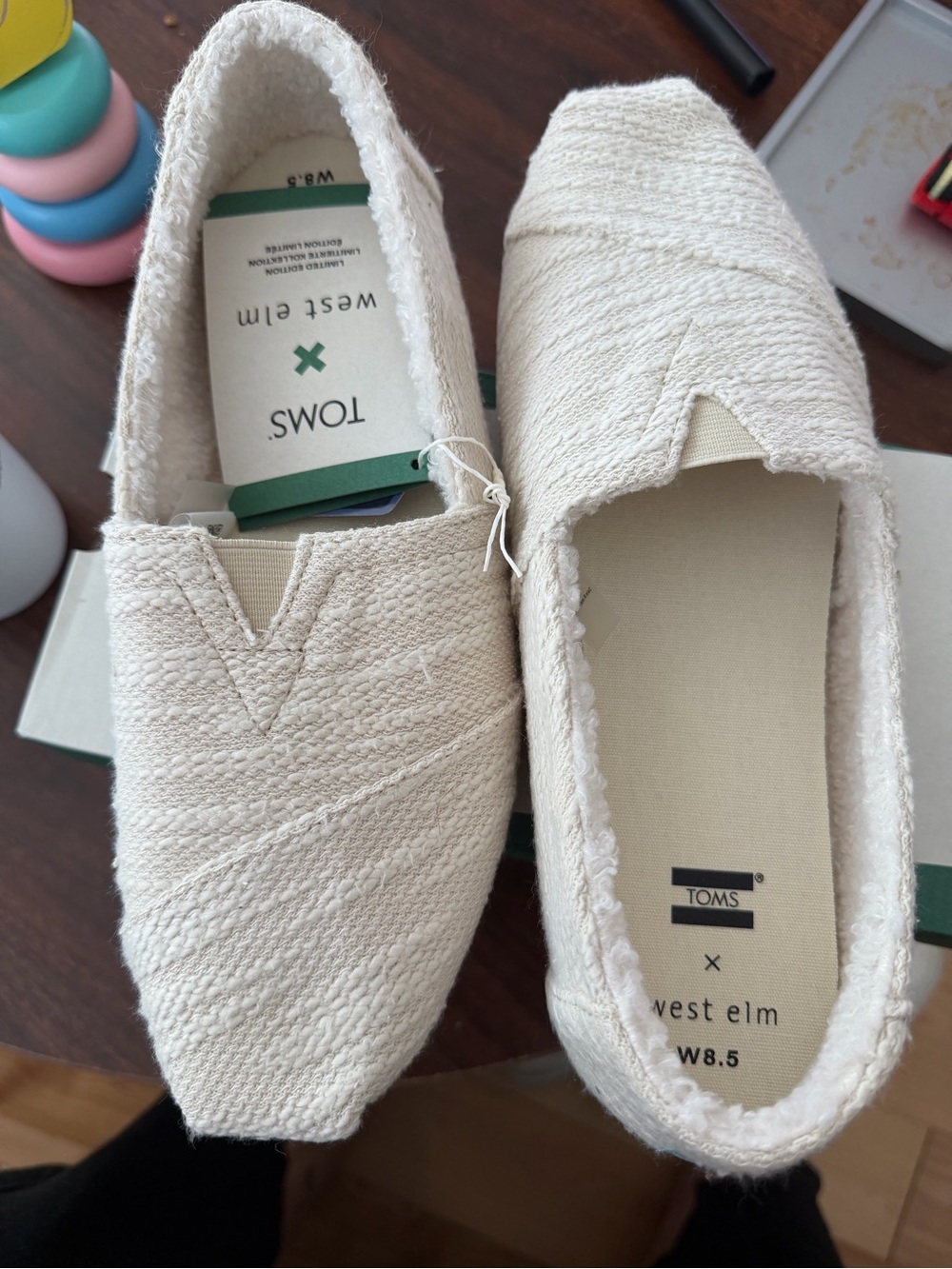 Toms x West Elm Cream/Tan Women's Espadrille Slip-Ons
